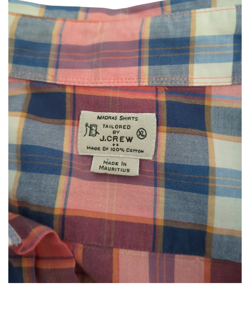 J.Crew Madras Plaid Button Down Shirt Men's XL 100% Cotton Preppy Old Money